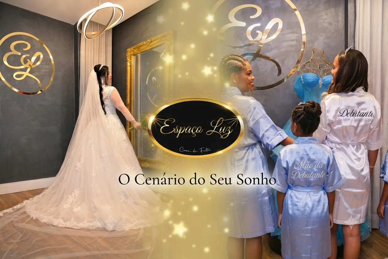 Espaço Luz Casa de Festa — Salão Nobre dos 12 Lustres de Cristal iluminado para grandes celebrações